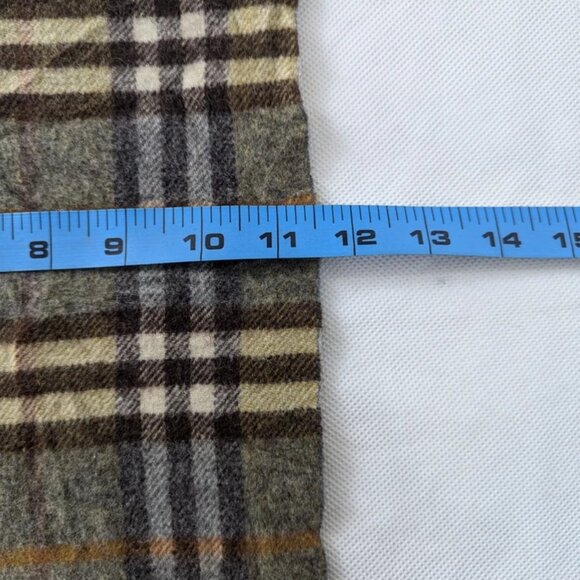 BURBERRY London Vintage Classic Nova Check Knit 100% Cashmere Fringe Green SCARF - Picture 6 of 6